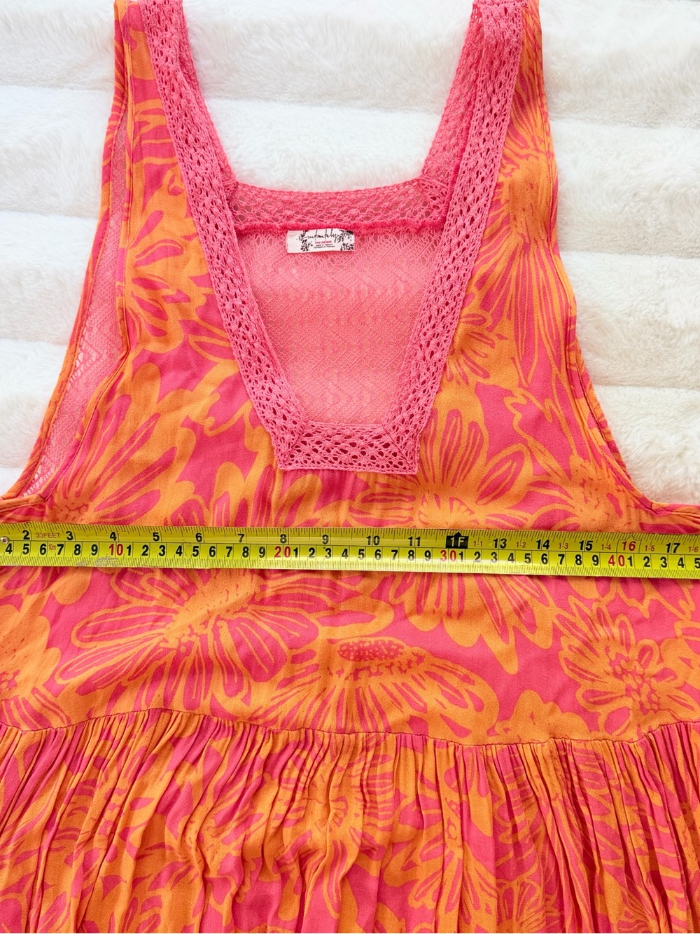 Free People Pink Orange Floral Maxi Dress Boho Sleeveless Size M Summer - Picture 12 of 12